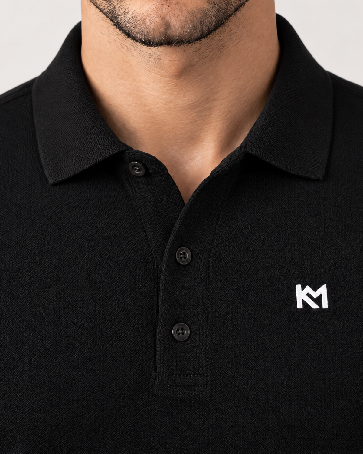 KM Classic Long-Sleeve Polo Black