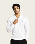 KM Zipper Long-Sleeve Polo White